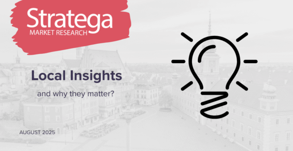 Stratega Market Research - Local Insights and why they matter, August 2025, Warsaw city background with lightbulb icon.